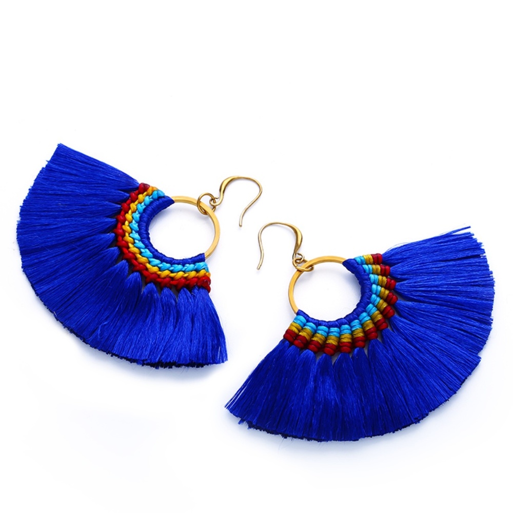 Fringe fan earrings